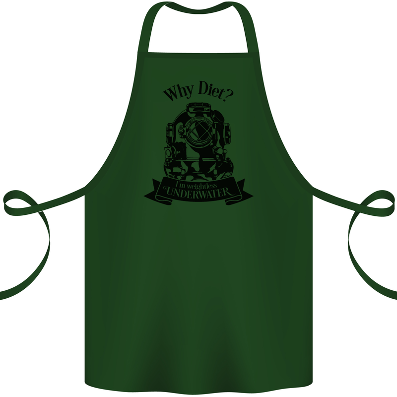 I'm Weightless Underwater Scuba Diving Cotton Apron 100% Organic Forest Green