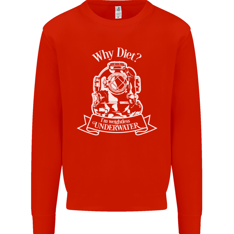 I'm Weightless Underwater Scuba Diving Kids Sweatshirt Jumper Bright Red