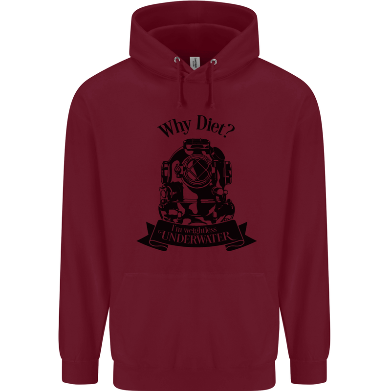I'm Weightless Underwater Scuba Diving Mens 80% Cotton Hoodie Maroon