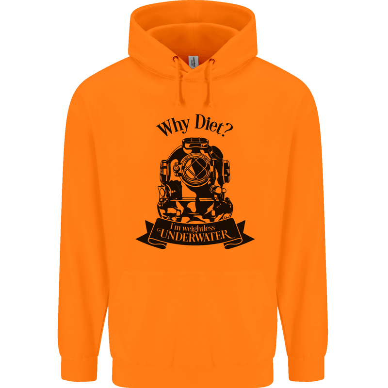 I'm Weightless Underwater Scuba Diving Mens 80% Cotton Hoodie Orange