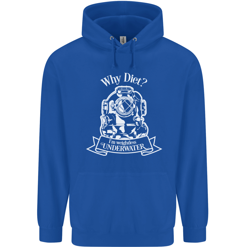 I'm Weightless Underwater Scuba Diving Mens 80% Cotton Hoodie Royal Blue