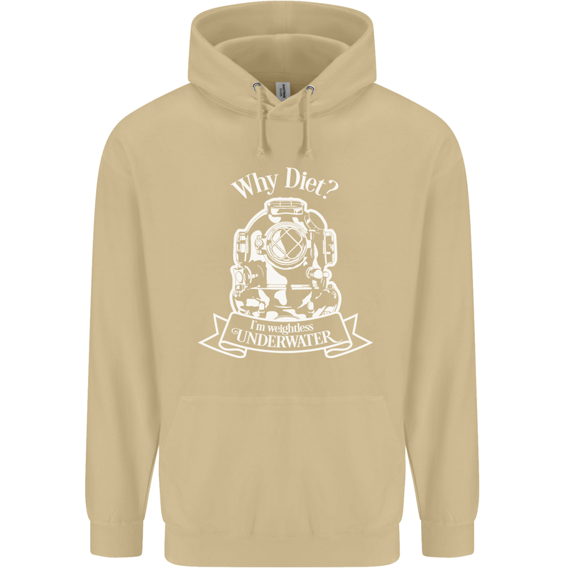 I'm Weightless Underwater Scuba Diving Mens 80% Cotton Hoodie Sand