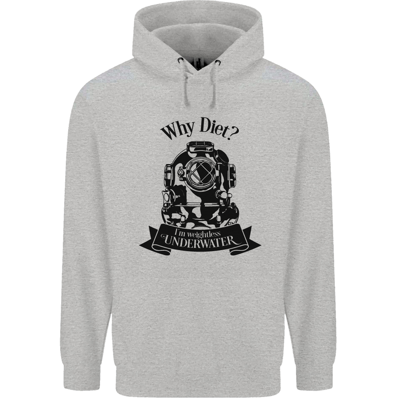 I'm Weightless Underwater Scuba Diving Mens 80% Cotton Hoodie Sports Grey