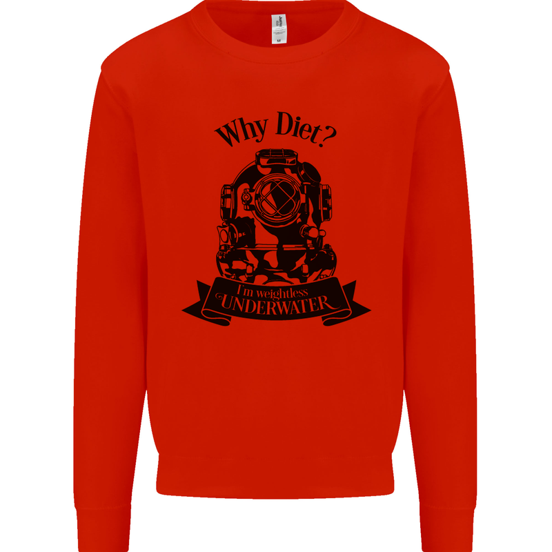 I'm Weightless Underwater Scuba Diving Mens Sweatshirt Jumper Bright Red