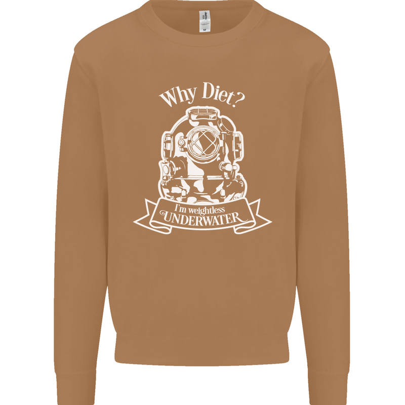 I'm Weightless Underwater Scuba Diving Mens Sweatshirt Jumper Caramel Latte