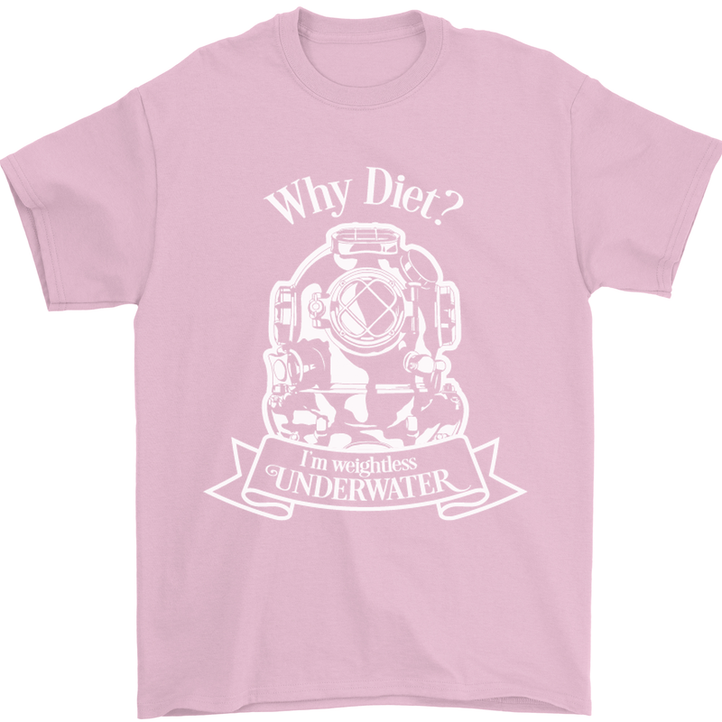 I'm Weightless Underwater Scuba Diving Mens T-Shirt Cotton Gildan Light Pink