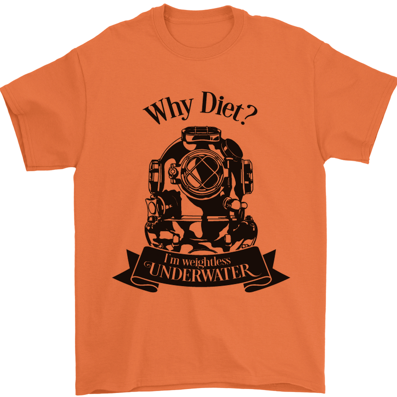 I'm Weightless Underwater Scuba Diving Mens T-Shirt Cotton Gildan Orange