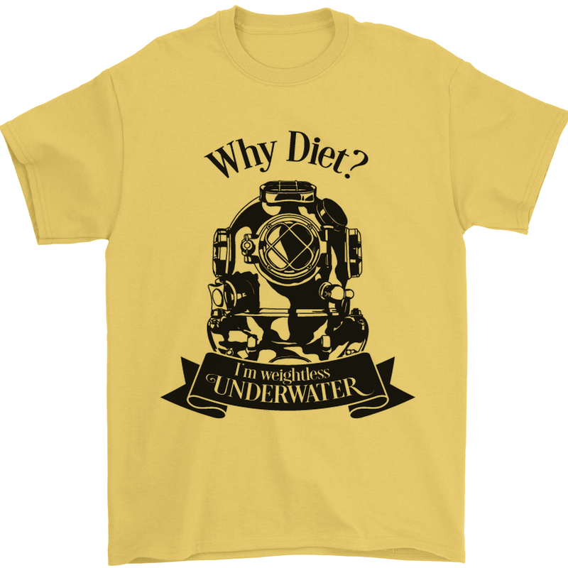I'm Weightless Underwater Scuba Diving Mens T-Shirt Cotton Gildan Yellow