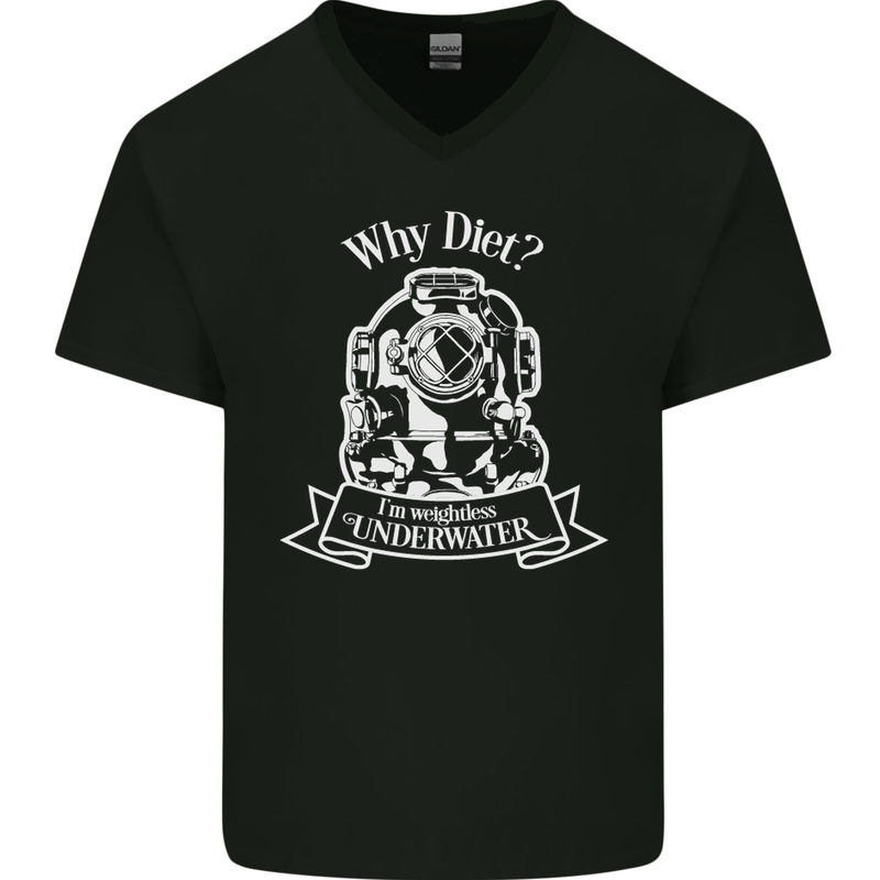 I'm Weightless Underwater Scuba Diving Mens V-Neck Cotton T-Shirt Black