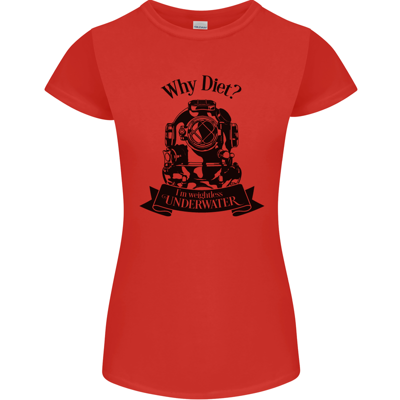 I'm Weightless Underwater Scuba Diving Womens Petite Cut T-Shirt Red