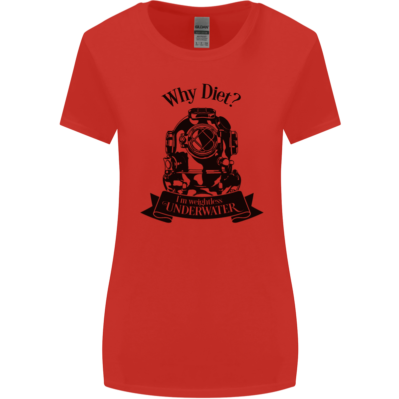 I'm Weightless Underwater Scuba Diving Womens Wider Cut T-Shirt Red