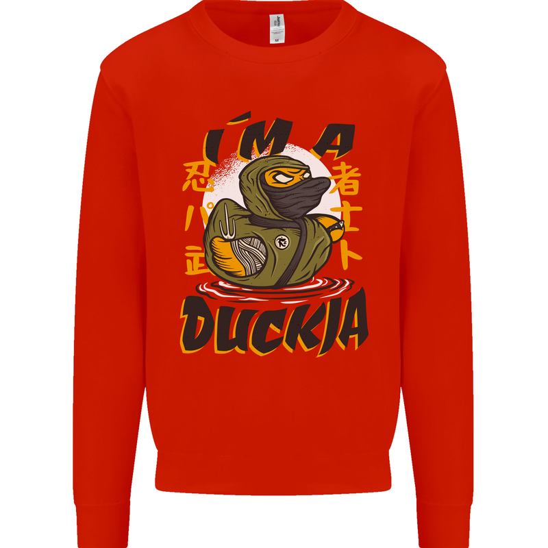 I'm a Duckja Funny Duck Ninja Kids Sweatshirt Jumper Bright Red