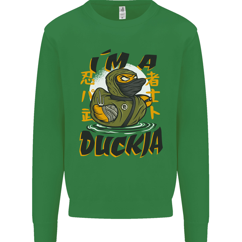 I'm a Duckja Funny Duck Ninja Kids Sweatshirt Jumper Irish Green