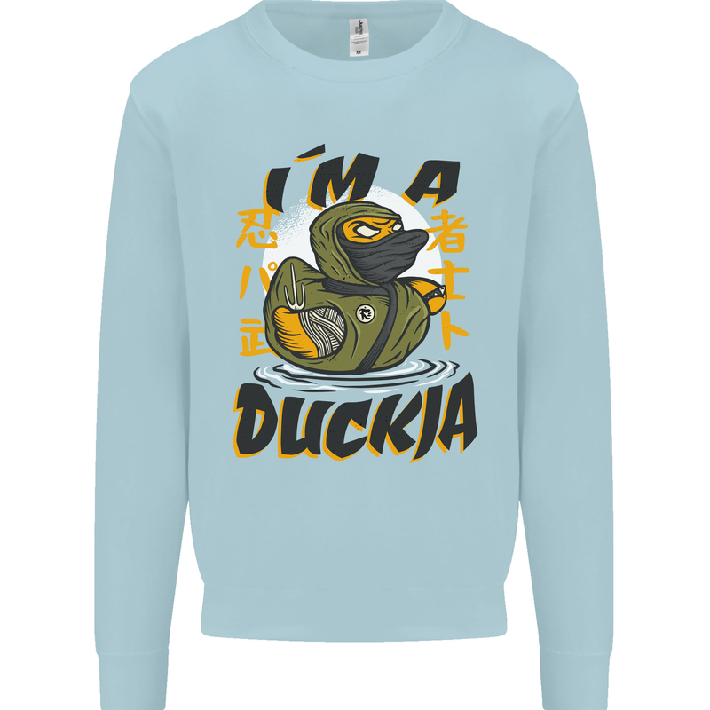 I'm a Duckja Funny Duck Ninja Kids Sweatshirt Jumper Light Blue