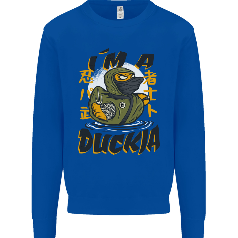I'm a Duckja Funny Duck Ninja Kids Sweatshirt Jumper Royal Blue