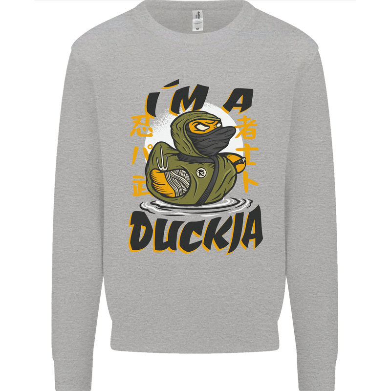 I'm a Duckja Funny Duck Ninja Kids Sweatshirt Jumper Sports Grey