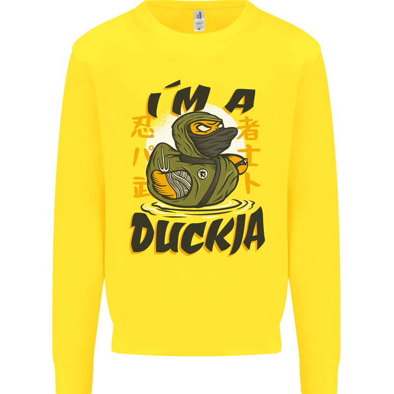 I'm a Duckja Funny Duck Ninja Kids Sweatshirt Jumper Yellow