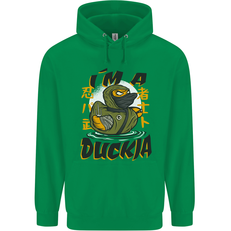 I'm a Duckja Funny Duck Ninja Mens 80% Cotton Hoodie Irish Green