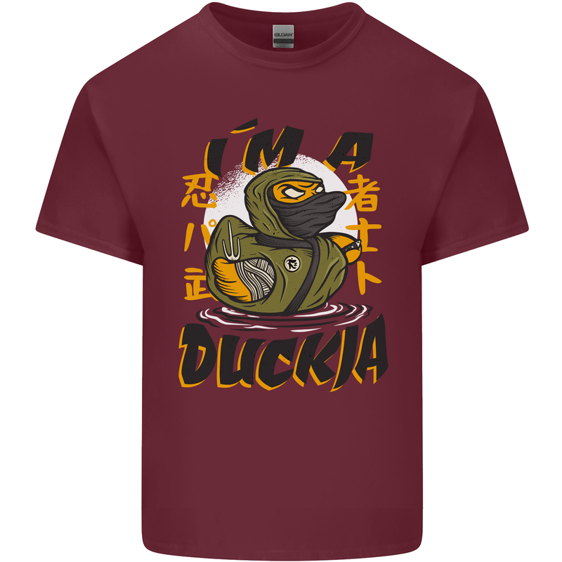 I'm a Duckja Funny Duck Ninja Mens Cotton T-Shirt Tee Top Maroon