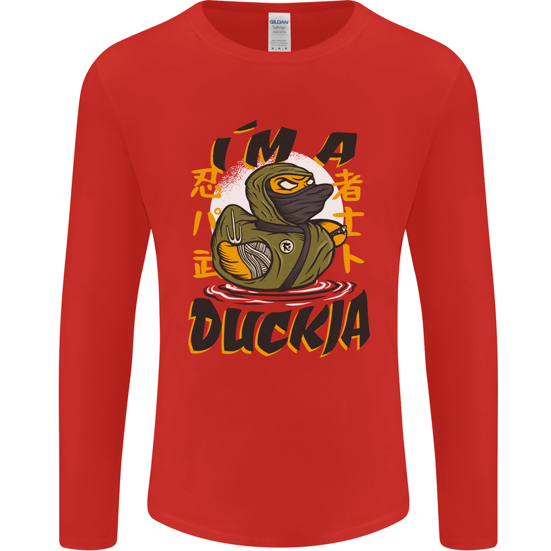 I'm a Duckja Funny Duck Ninja Mens Long Sleeve T-Shirt Red