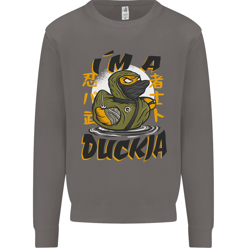 I'm a Duckja Funny Duck Ninja Mens Sweatshirt Jumper Charcoal