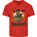 I'm a Duckja Funny Duck Ninja Mens V-Neck Cotton T-Shirt Red