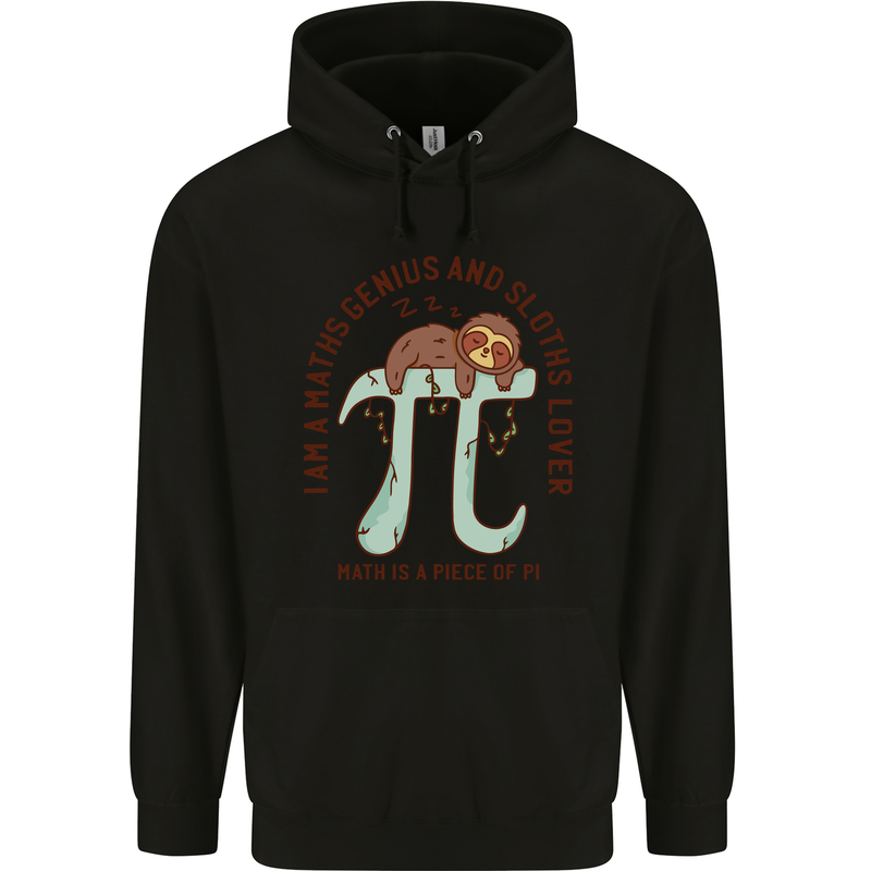 I'm a Maths Genius and Sloth Lover Funny Childrens Kids Hoodie Black