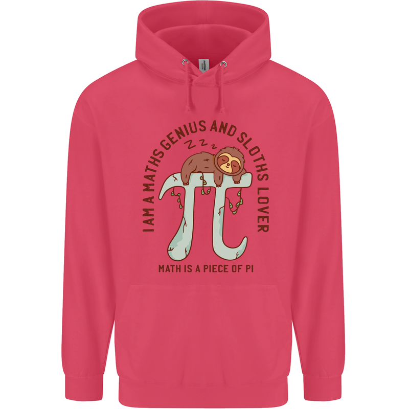 I'm a Maths Genius and Sloth Lover Funny Childrens Kids Hoodie Heliconia