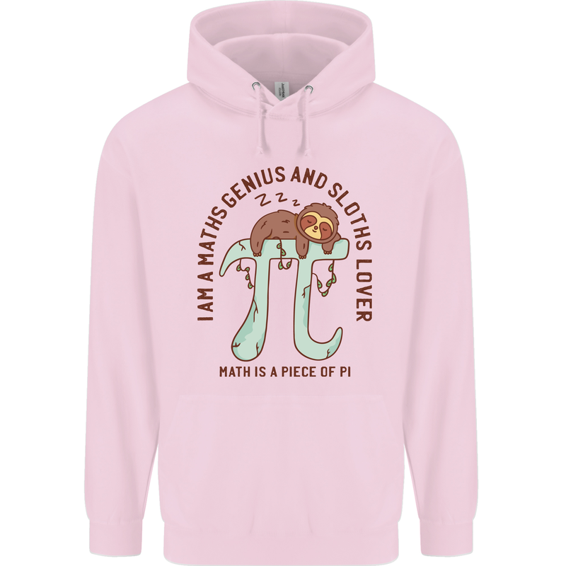 I'm a Maths Genius and Sloth Lover Funny Childrens Kids Hoodie Light Pink