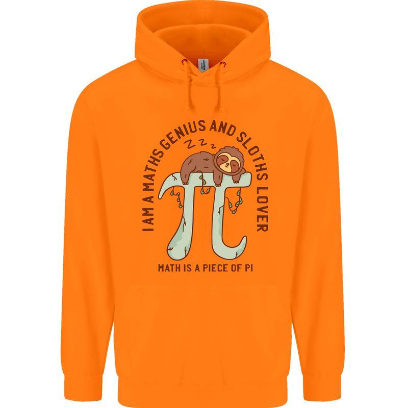 I'm a Maths Genius and Sloth Lover Funny Childrens Kids Hoodie Orange