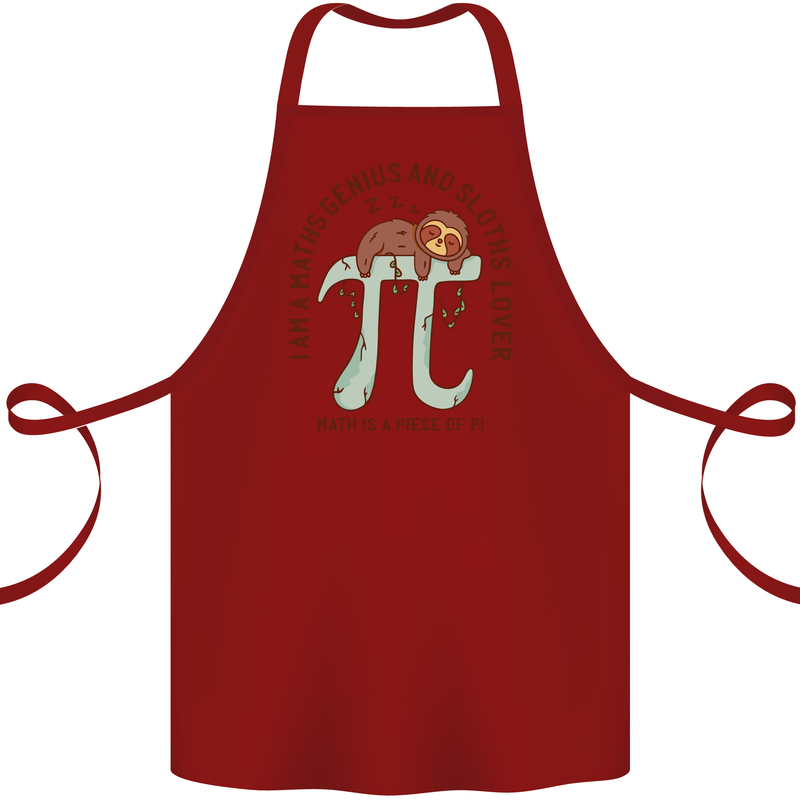 I'm a Maths Genius and Sloth Lover Funny Cotton Apron 100% Organic Maroon