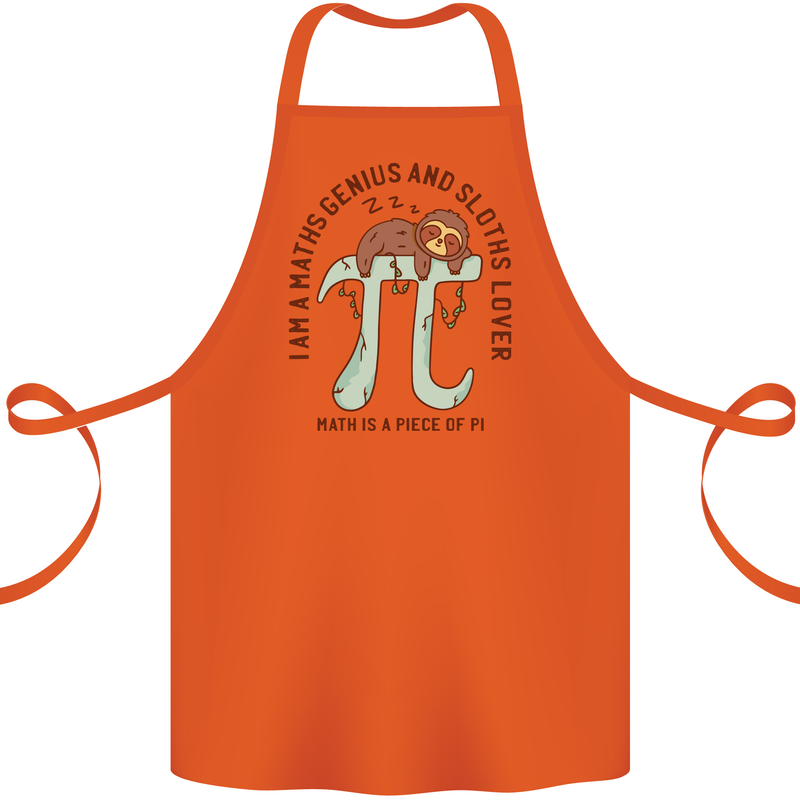 I'm a Maths Genius and Sloth Lover Funny Cotton Apron 100% Organic Orange