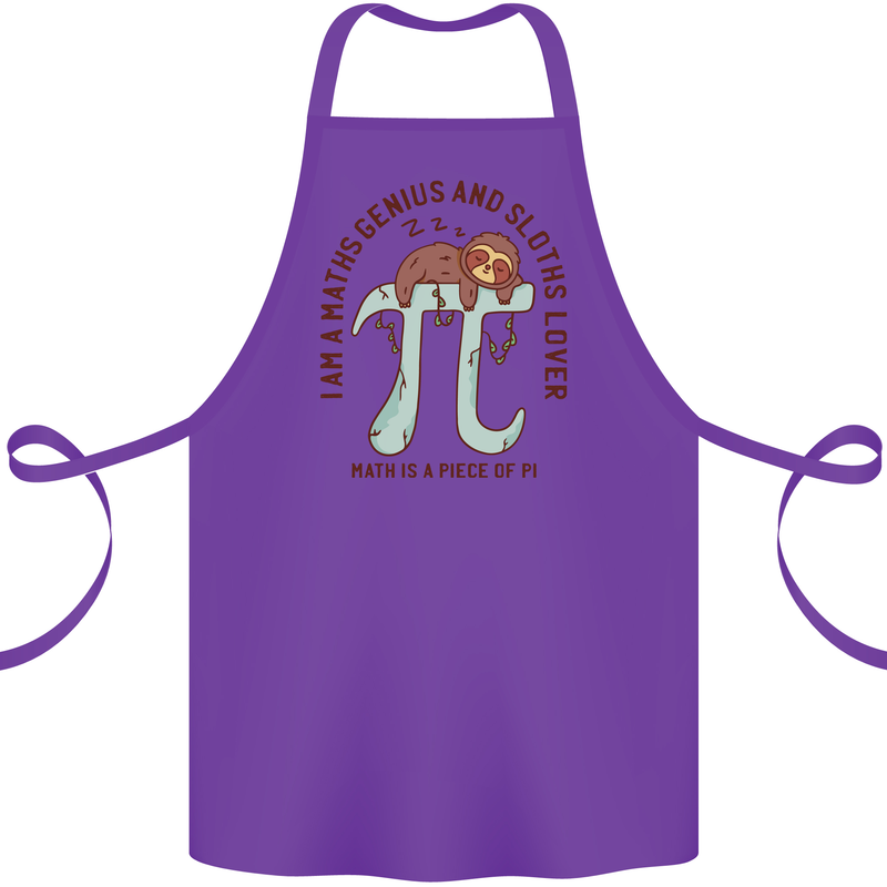 I'm a Maths Genius and Sloth Lover Funny Cotton Apron 100% Organic Purple