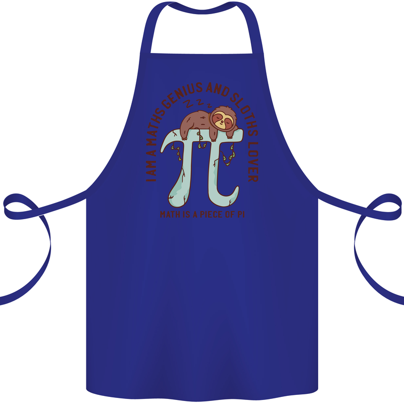 I'm a Maths Genius and Sloth Lover Funny Cotton Apron 100% Organic Royal Blue