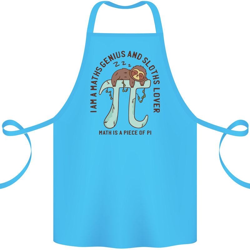 I'm a Maths Genius and Sloth Lover Funny Cotton Apron 100% Organic Turquoise