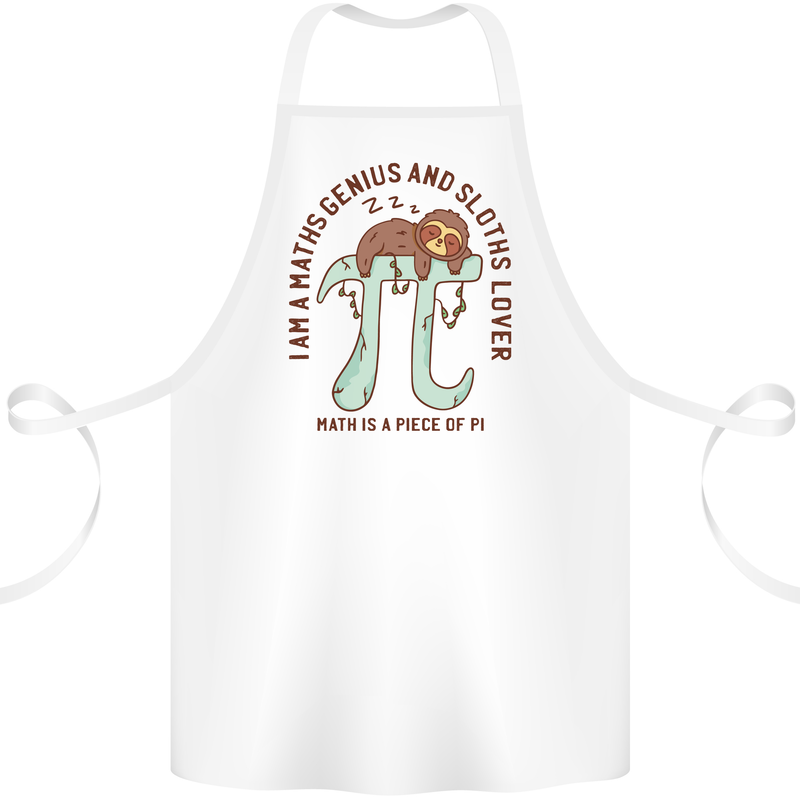 I'm a Maths Genius and Sloth Lover Funny Cotton Apron 100% Organic White