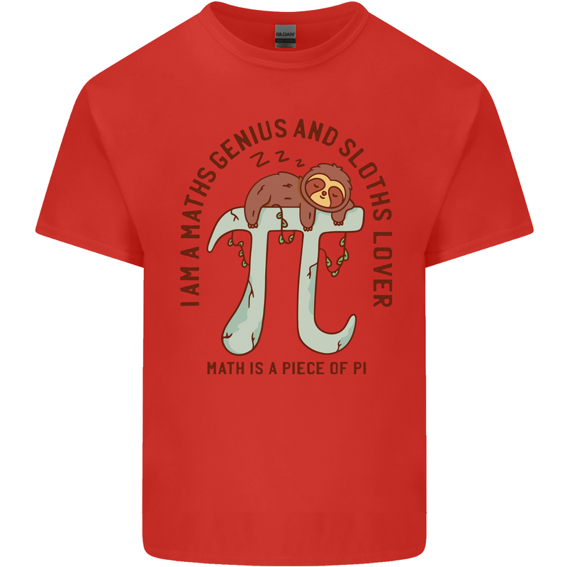 I'm a Maths Genius and Sloth Lover Funny Kids T-Shirt Childrens Red