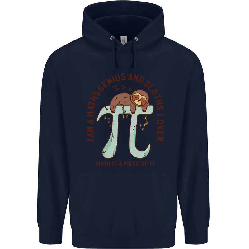 I'm a Maths Genius and Sloth Lover Funny Mens 80% Cotton Hoodie Navy Blue