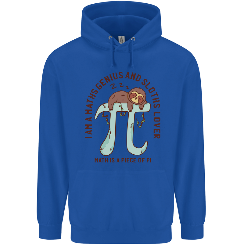 I'm a Maths Genius and Sloth Lover Funny Mens 80% Cotton Hoodie Royal Blue