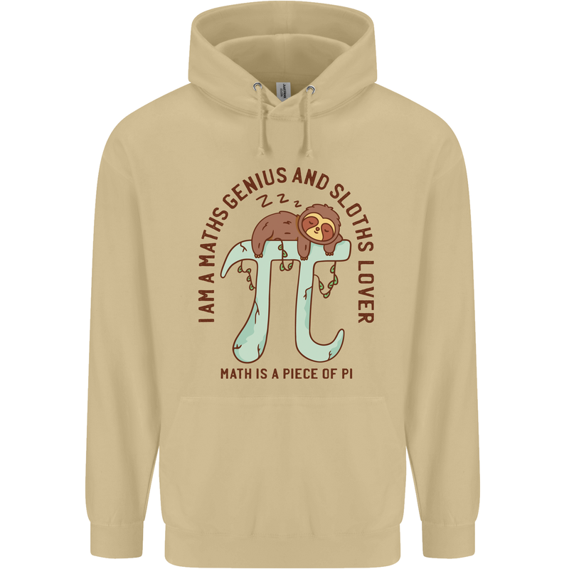 I'm a Maths Genius and Sloth Lover Funny Mens 80% Cotton Hoodie Sand