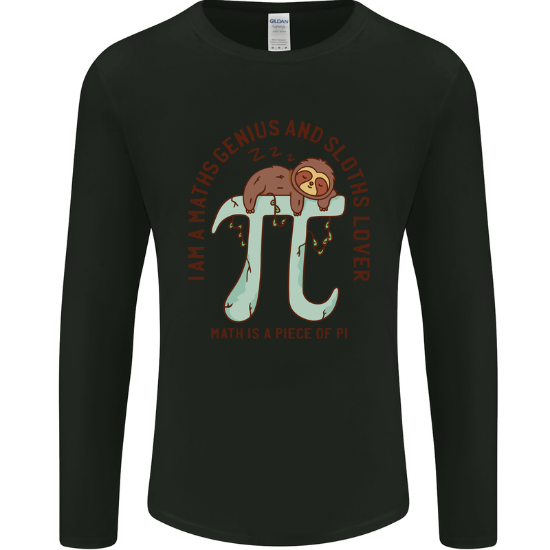 I'm a Maths Genius and Sloth Lover Funny Mens Long Sleeve T-Shirt Black