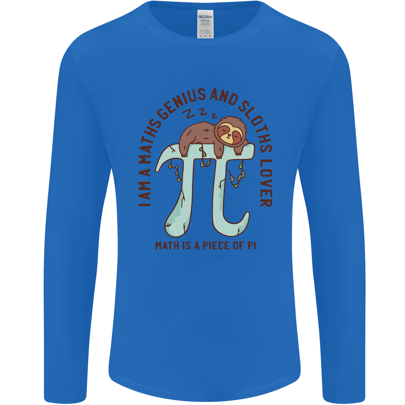 I'm a Maths Genius and Sloth Lover Funny Mens Long Sleeve T-Shirt Royal Blue