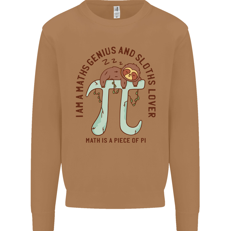 I'm a Maths Genius and Sloth Lover Funny Mens Sweatshirt Jumper Caramel Latte