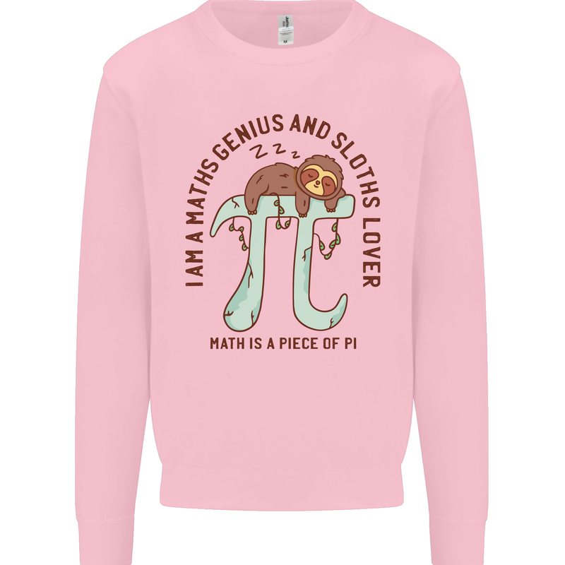 I'm a Maths Genius and Sloth Lover Funny Mens Sweatshirt Jumper Light Pink