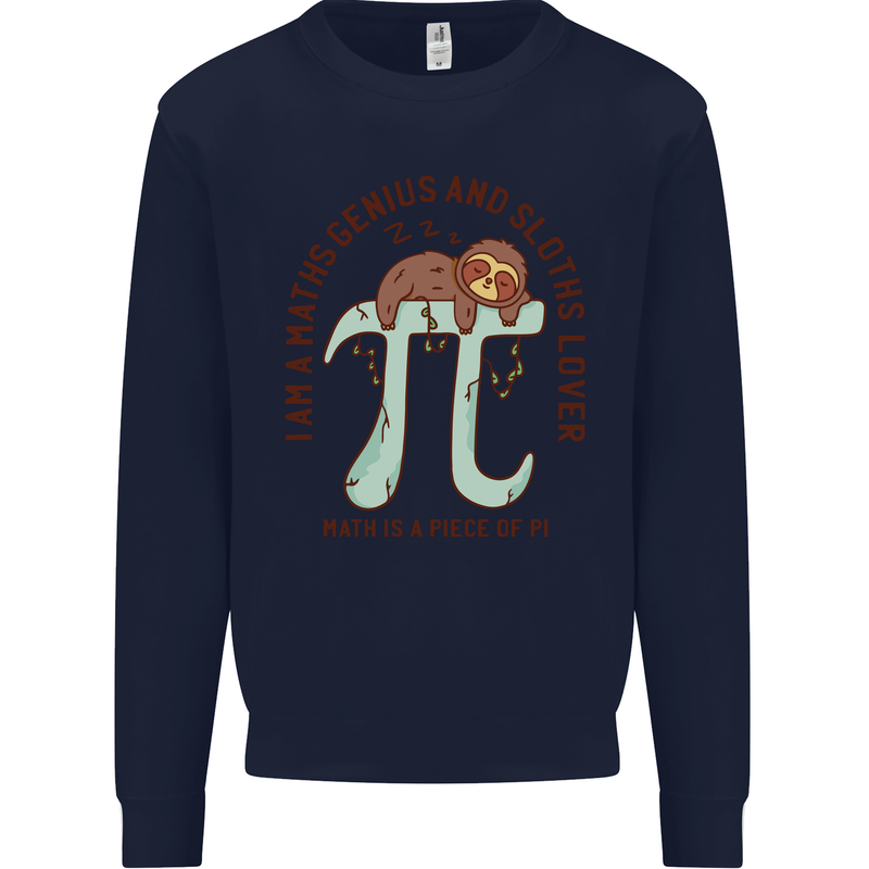 I'm a Maths Genius and Sloth Lover Funny Mens Sweatshirt Jumper Navy Blue