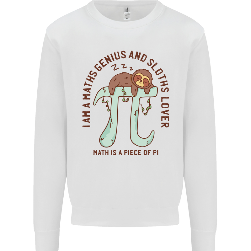 I'm a Maths Genius and Sloth Lover Funny Mens Sweatshirt Jumper White