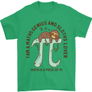 I'm a Maths Genius and Sloth Lover Funny Mens T-Shirt Cotton Gildan Irish Green