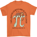 I'm a Maths Genius and Sloth Lover Funny Mens T-Shirt Cotton Gildan Orange