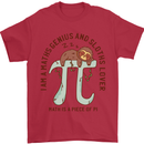 I'm a Maths Genius and Sloth Lover Funny Mens T-Shirt Cotton Gildan Red