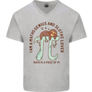 I'm a Maths Genius and Sloth Lover Funny Mens V-Neck Cotton T-Shirt Sports Grey